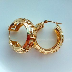 Real 14K Y. Gold Hoop Earrings, Wide/Bold/Chunky